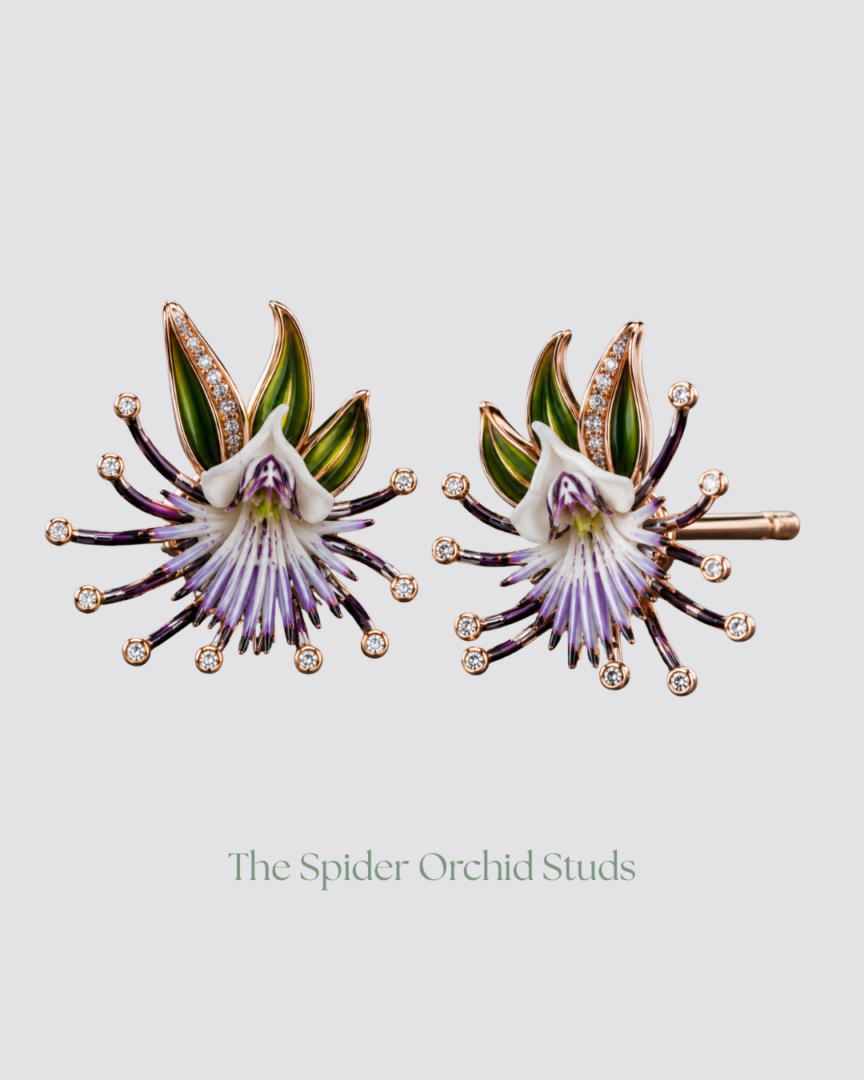 The Spider Orchid Studs by Irresistible Diamonds Group