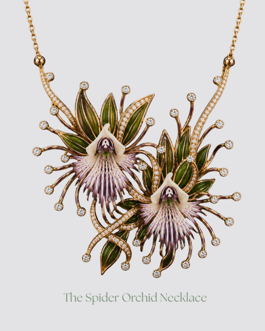 The Spider Orchid Necklace by Irresistible Diamonds Group